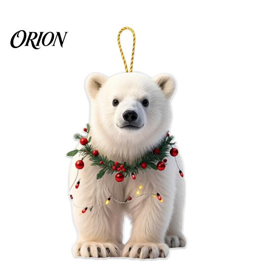 2D Acrylic Holiday Pendant Christmas Animal Ornaments, Cute Flat Hanging Decorative Festival Ornament Decoration for Xmas Tree, Winter Party,