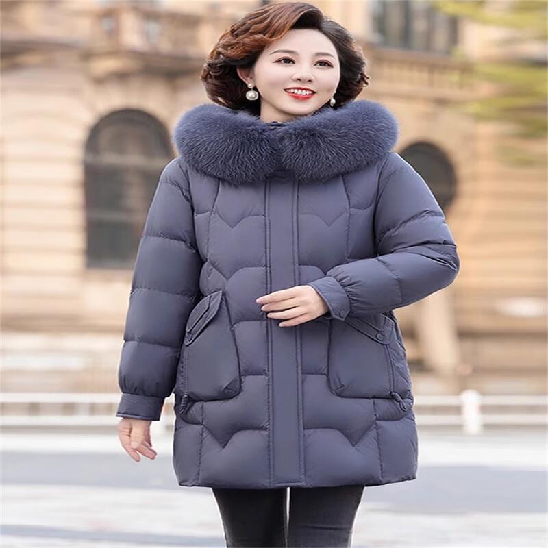 Xue Zhong Fei 2024 Women's Fox Fur Collar Mid-Length Down Jacket