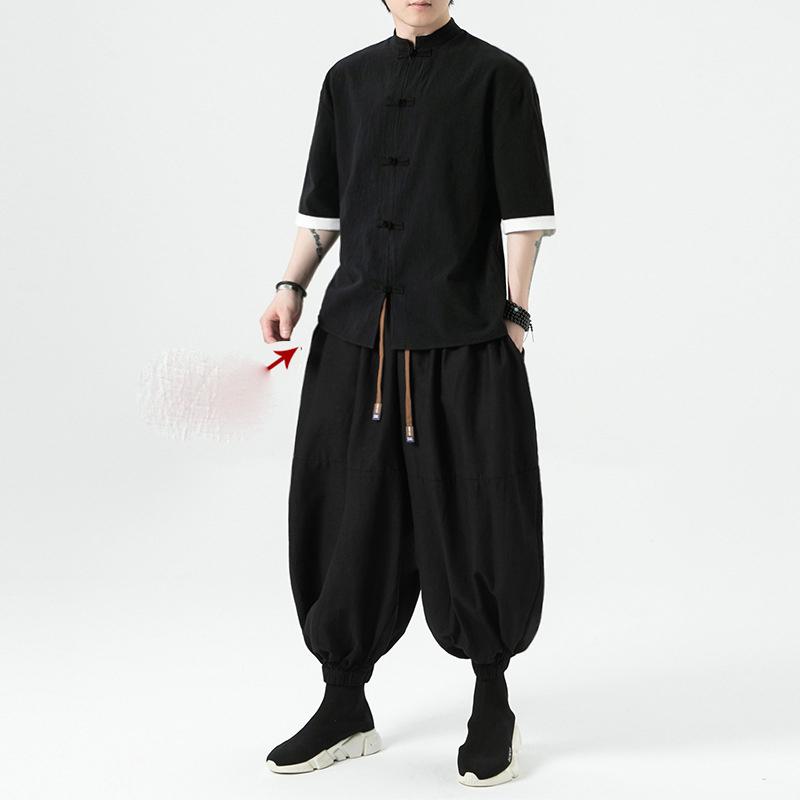 Men Pants Fashion Korean Style Harem Loose Style Cotton Pants Man Solid Trousers