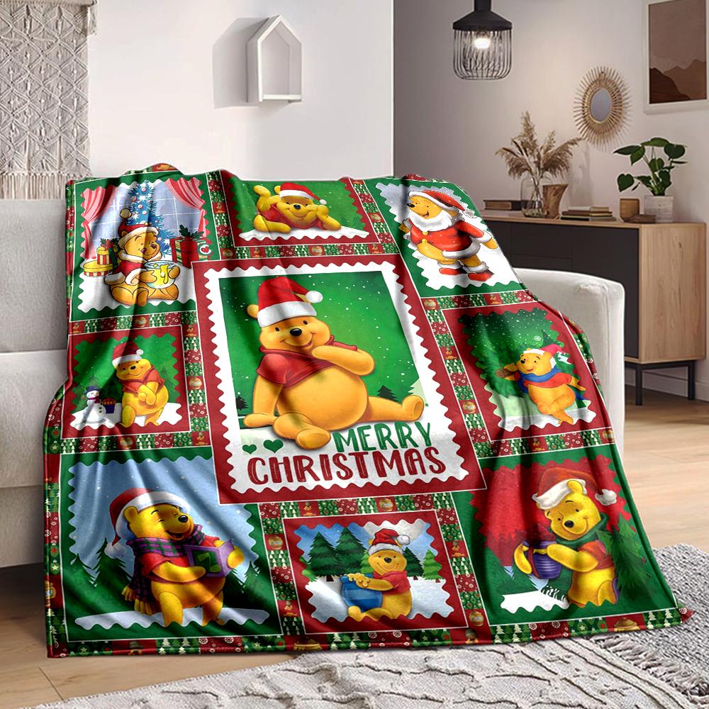 1Pc Christmas Winnie Pooh Blanket Soft And Comfortable Casual Warm Camping Travel Christmas Halloween Xmas Gift M924570