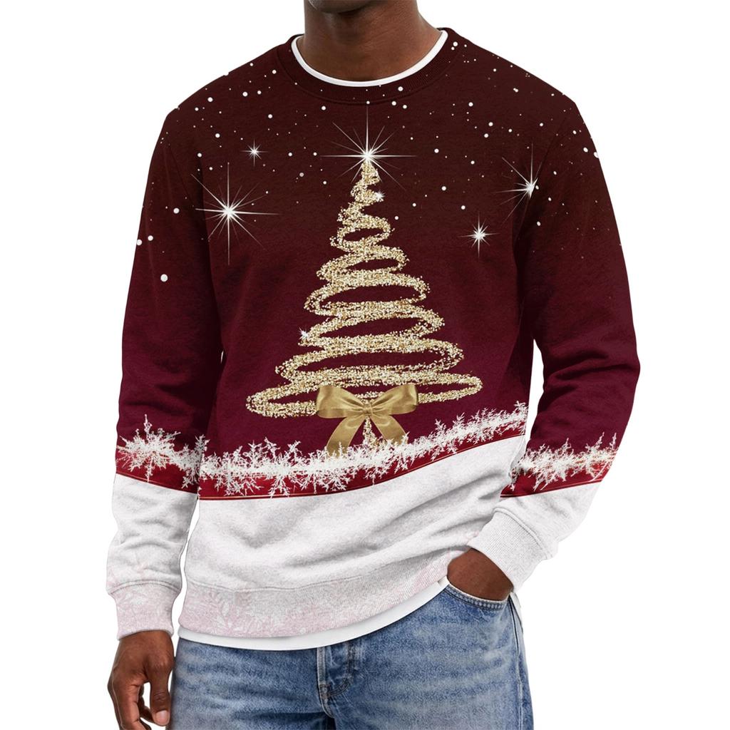 Men's Christmas Hoodless Neck Pullover Sweatshirt, for Him