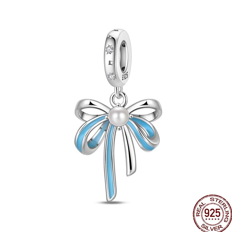 Authentic Stering copper Blue Bow Perfume Heart Charm Dancing shoes Bead Compatible With Authentic 3mm Bracelets Do It Yourself Ideal For Women Fine J