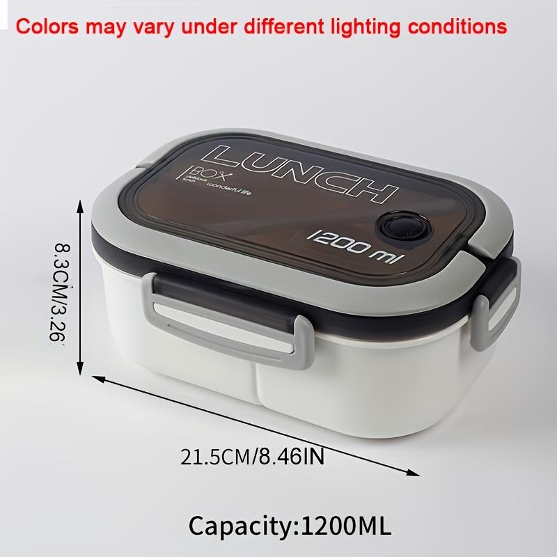 Ланч-бокс бенто 1200 мл 2-слойный герметичный с вилкой и ложкой контейнеры для еды пригодные для микроволновой печи для студентов и офисных работников пластик для сохранения свежести белый 1650₽