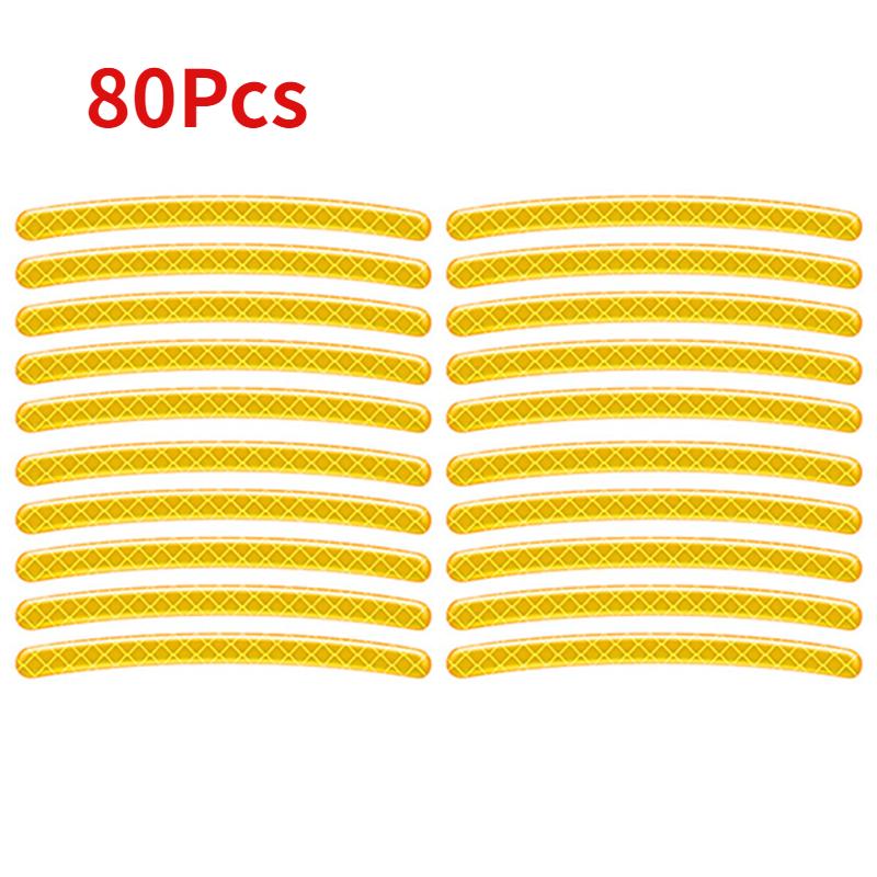 80Pcs Car Wheel Hub Reflective Sticker Night Safe Driving Tire Rim Luminous Decal Stickers Auto Motorcycle Styling Decor Decals