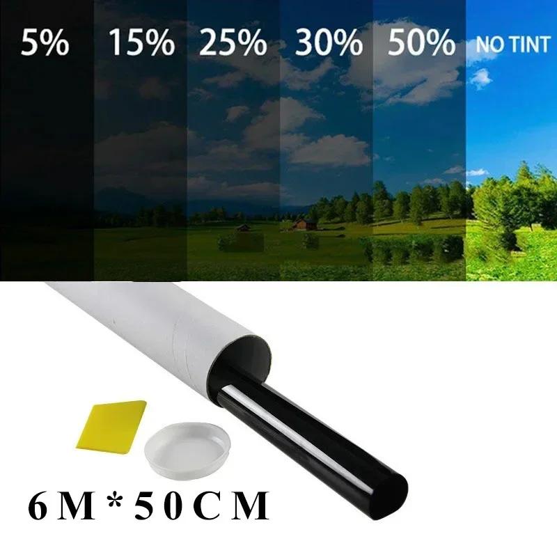 6M X50CM VLT Black Car Window Foils G Film Roll With Tube Package Auto Home Window Glass Solar UV Protector Sticker Films