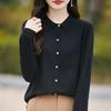 Women's Merino Wool Polo Collar Knit Cardigan - Age-Reducing Thin Sweater Coat