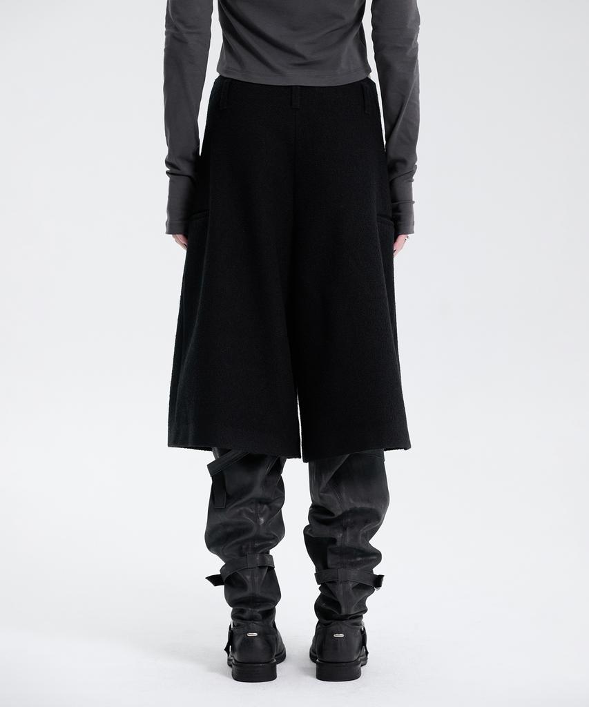 Teulimingbeodeu Crop Tweed Set-Up Pants [ Black ]