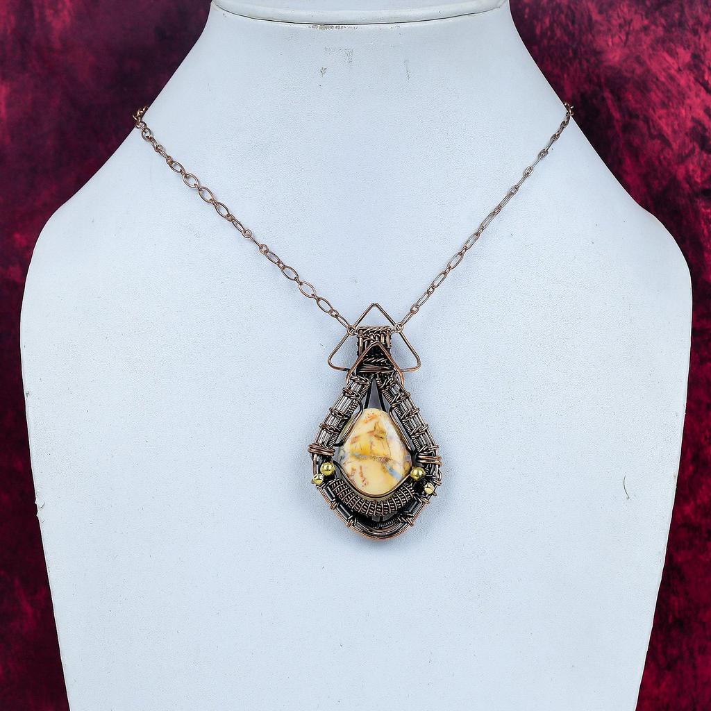 Maligano Jaspis Anhänger Kupferdraht Gewickelter Anhänger Handgefertigter Edelsteinschmuck