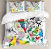 Parrot Flowers Green Tropical Plant Leaves 3pcs Bedding Set For Double Bed Home Textile Duvet Cover Quilt Cover Pillowcase