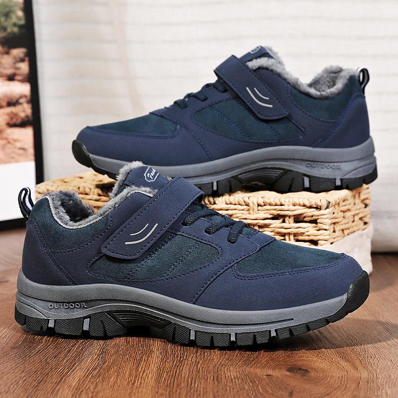 Men's boots winter new Velcro strap-free middle-aged and elderly cotton boots piled thickened warm and healthy snow boots