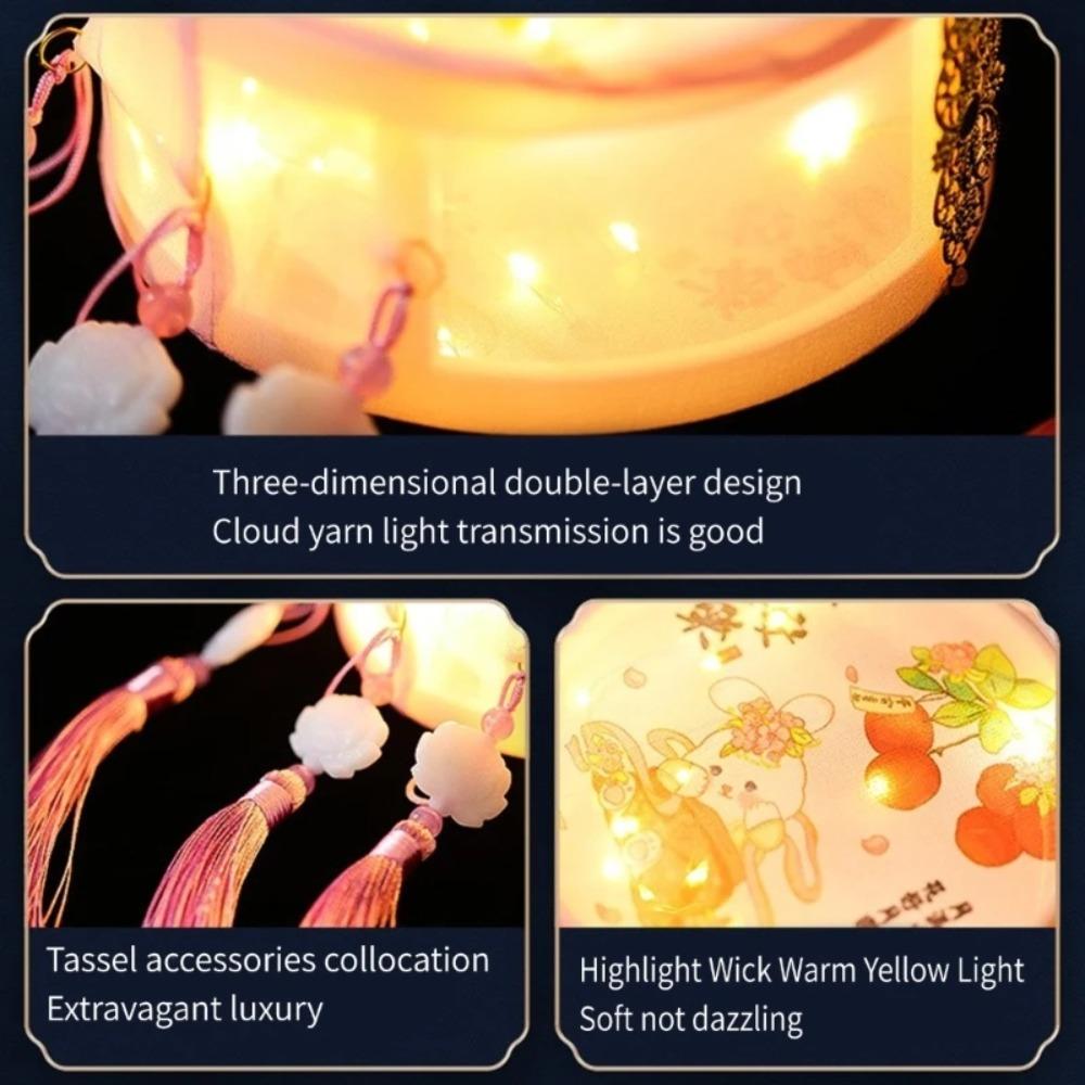 Craft Lantern Handmade DIY Pack Round Hand-held LED Lamp  Festival Celebration