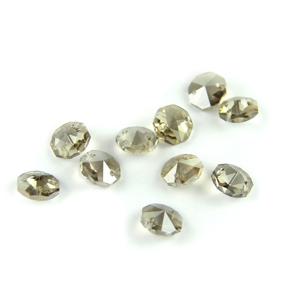 100Pcs 14Mm Crystal Chandelier Parts Glass Octagon Beads In 1 Hole/2 Holes Diy Strand Accessories Sucatchers For Home Decoration