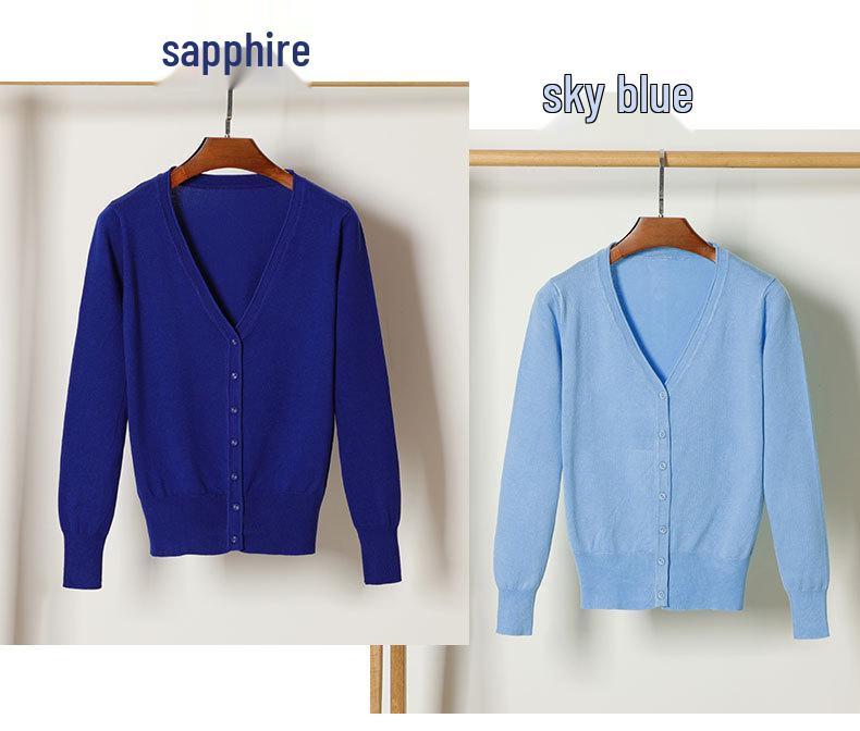 Korean V-Neck Knitted Cardigan: Women's Long Sleeve, Versatile Spring & Autumn Top.
