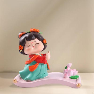 Estatueta de menina antiga enfeite de mesa suporte de telefone arte artesanato bonito criativo figura antiderrapante