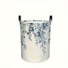 1pc, Blue and White Flowered Foliage Hanging Pattern Storage Basket, Suitable for Bedroom, Laundry Room, Dormitory and Storage Baskets, Laundry Basket