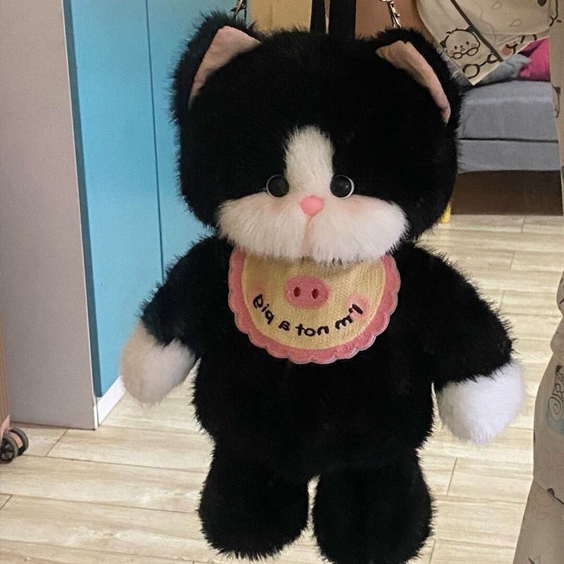 JIAERDI Sweet Cute Faux Mink Kitten Backpack Women Plush Soft Large Capacity Bags Ladies Cartoon Casual Daily Mochilas Mujer New