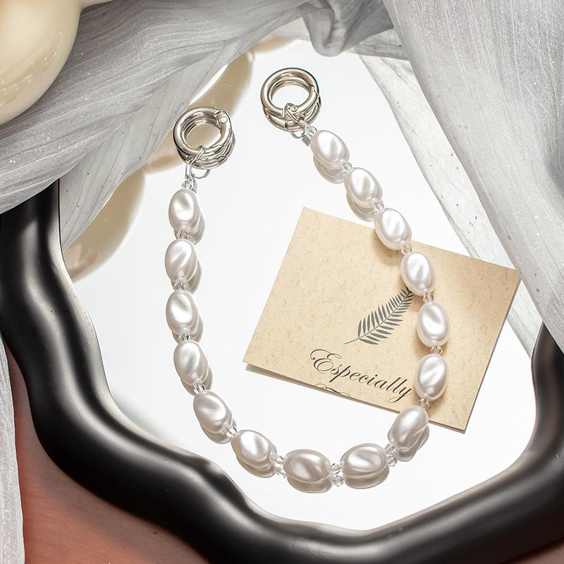 Mobile phone lanyard wrist strap simulation pearl mobile phone chain beaded mobile phone chain
