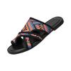 Women Bohemian Ethnic Style Flat Slide Sandals Toe Loop Open Back Casual Slip On Summer Footwear for Daily Wear
