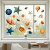 Pegatinas para Ventana de Caracolas y Estrellas de Mar, Adhesivo Impermeable para Ventana con Vida Marina del Océano, Pegatinas Estáticas Reutilizables para Puerta de Cristal, Suministros para Fiestas de Verano