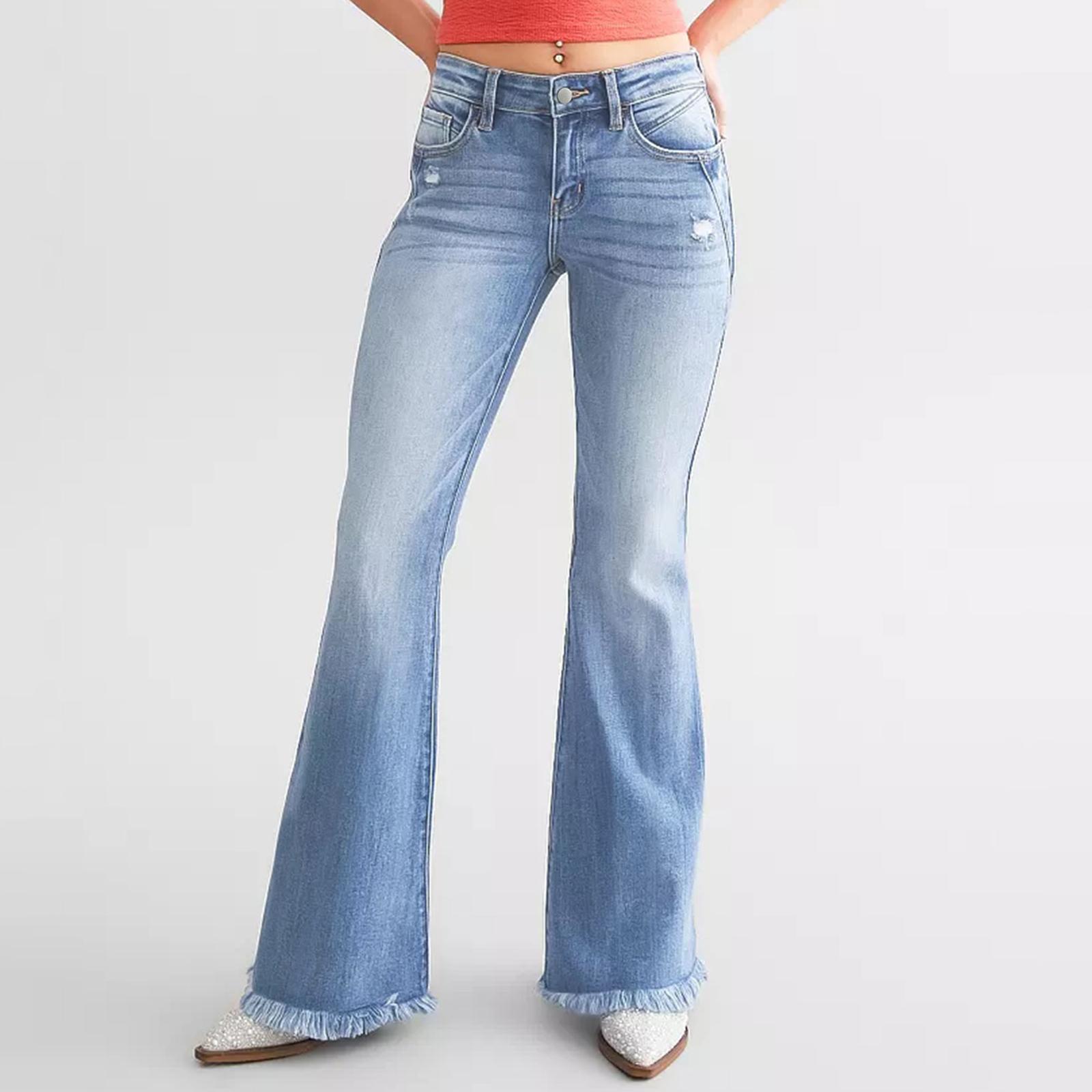 

Женские узкие трендовые рваные повседневные модные прямые джинсы L синий