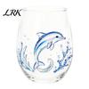 Küstendesign Tumbler Handgefertigter Glasbecher, Einzigartiger Aufdruck mit Meerestier-Motiv für Eiskaffee Cocktails Bar Tumbler, Dekorative Glasware Nautisch