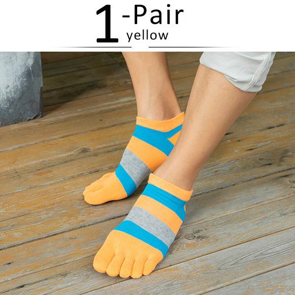Casual 5 Finger Socks Man Cotton Striped Patchwork Young Fashion Shallow Mouth No Show Invisible 5 Finger Happy Socks Summer