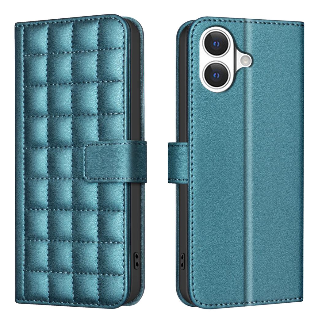 Kožené pouzdro pro iPhone 17 BINFEN COLOR Čtvercová mřížka Peněženka Stojánek Kryt na telefon