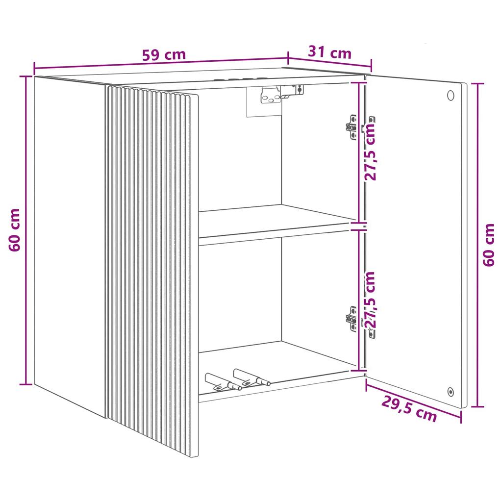 Wall Mounted Cabinet Concrete Grey 59 x 31 x 60 cm Engineered Wood