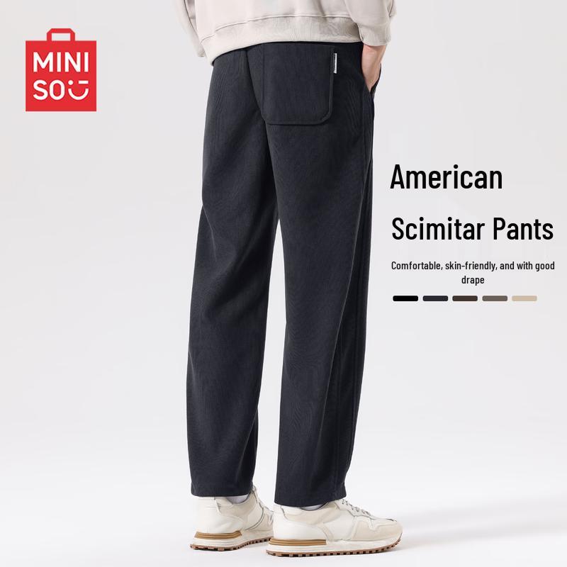 MINISO Men's Cleanfit Corduroy Curved Leg Casual Pants