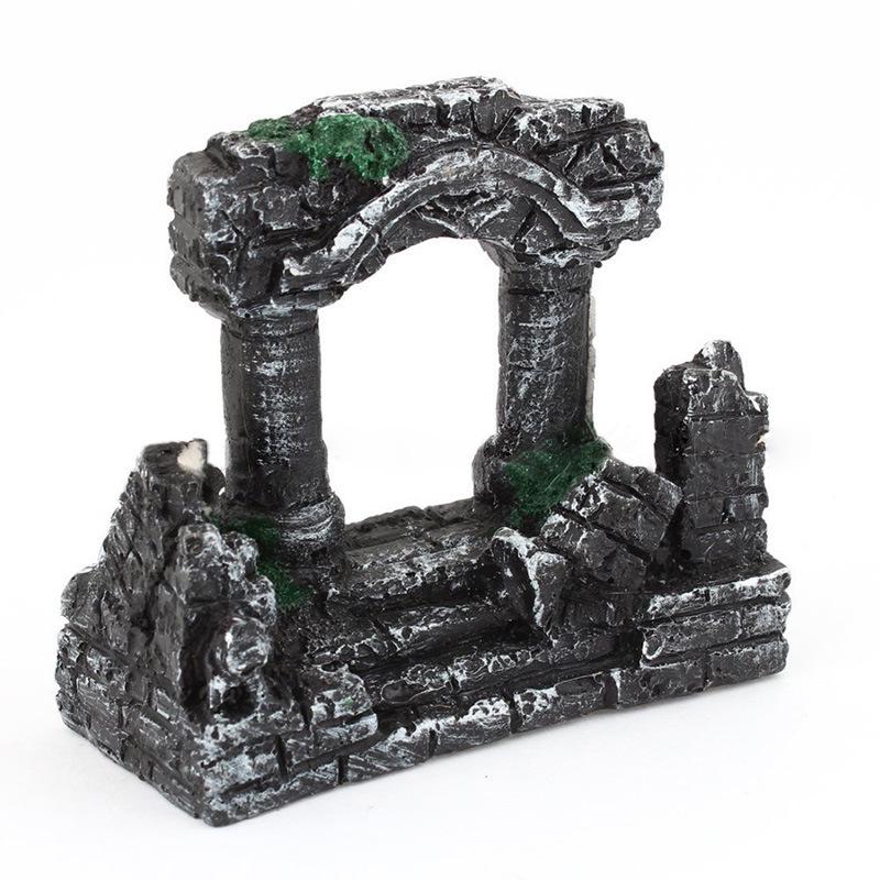 Double Pillar Roman Resin Fish Cave Aquarium Ornament