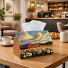 1pc Party Tissue Box, Rustic Farm Scene, Versatile Tissue Holder, Red Barn with Dandelions At Sunset, Outdoor Event Supplies, Daily Desktop Tissue Org