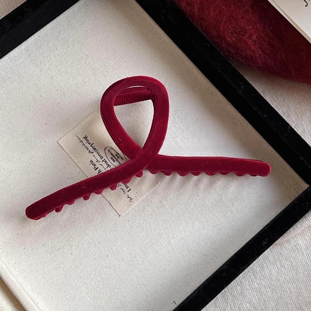 French Red Velvet Hair Clips Cute Hair Claw Clip Fashion Ponytail Barrettes Clip  Daily Life