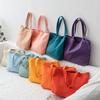 Solid Color Canvas Handbag Bento-Style Shoulder and Shopping Bag