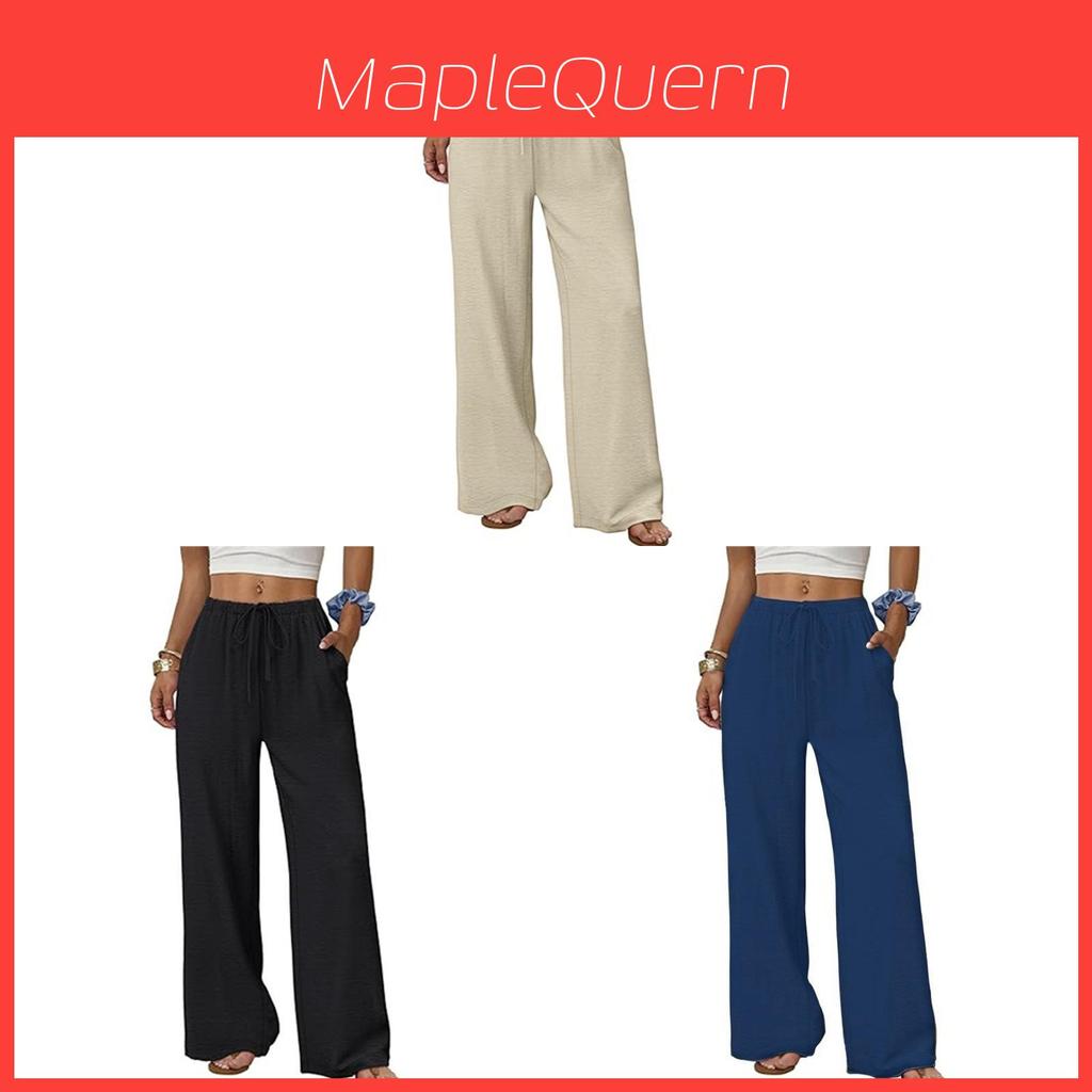 Casual Wide Leg Pants For Women With Pockets Made Of Ice Silk Fabric For Summer Comfort