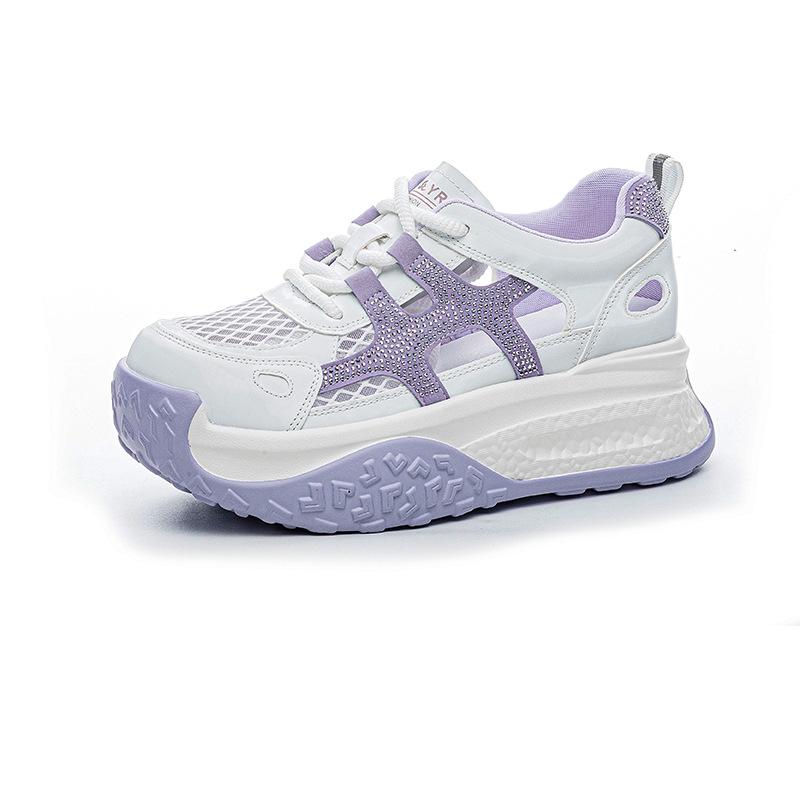 Hollow and breathable mesh dad shoes for women 2025 summer new thick-soled versatile casual sports super fire little white shoes for women