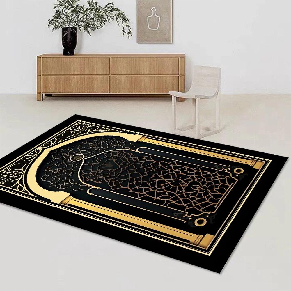 Islamischer Muslimischer Teppich für Wohnzimmer Schlafzimmer Nachttisch Bodenmatte Zuhause Lounge Dekoration Saugfähig Anti-Rutsch Fußmatte Gebetsteppiche