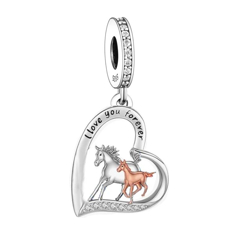 

925 Silver Horse Charm Bracelet For Women Best Friends Bead Pets Lover Berloque Fit Original Pan Jewelry
