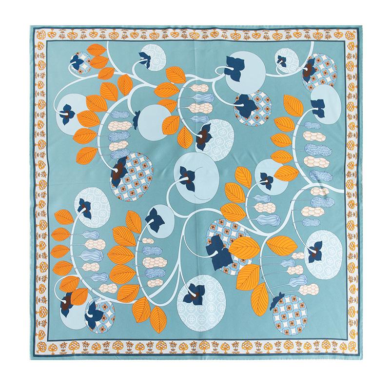 Hangzhou silk neck-tie silk scarf, color-blocking, ambient medium square scarf, spring-autumn style light luxury high-end neck protector neck scarf 64*64