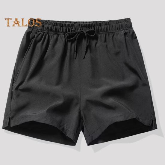 Herren-Shorts, elastischer Bund, verstellbarer Kordelzug, lässige Shorts mit Taschen, einfarbig, schnelltrocknend, Sport-Shorts