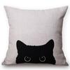 Cute Lovely Black Cat Cushion Cover Cotton Linen Square Throw Pillows 45X45Cm Home Office Deco Car Sofa Pillow Case Almofadas
