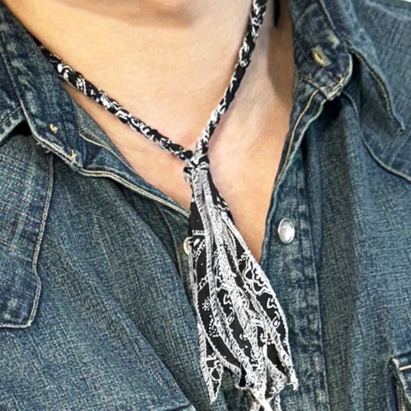 

S SY [hand made] paisley bandana knot necklace black OS