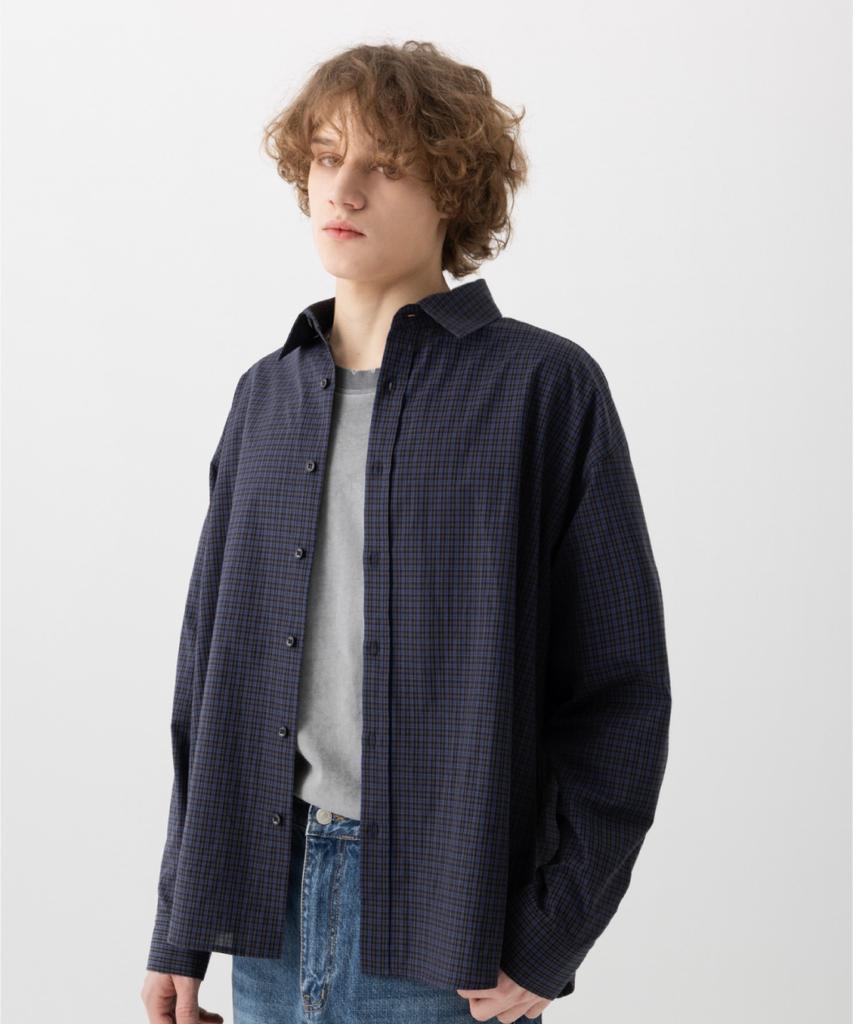 HONO REPORT Oversized Check Shirt_Blue
