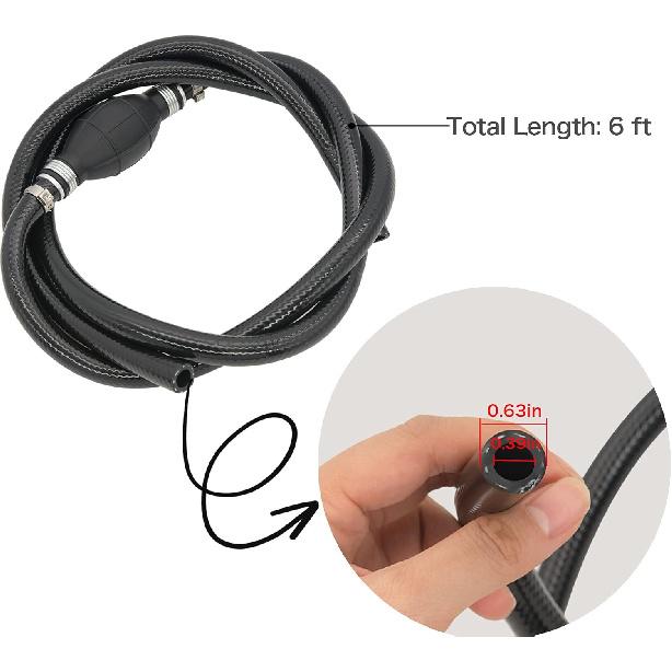Fuel Line Assembly, Outboard Motor Fuel Line Inner Diameter 3/8" Outer Diameter 5/8" Outer Dia Hose Line Marine Outboard Boat Motor RVs Fuel Assembly