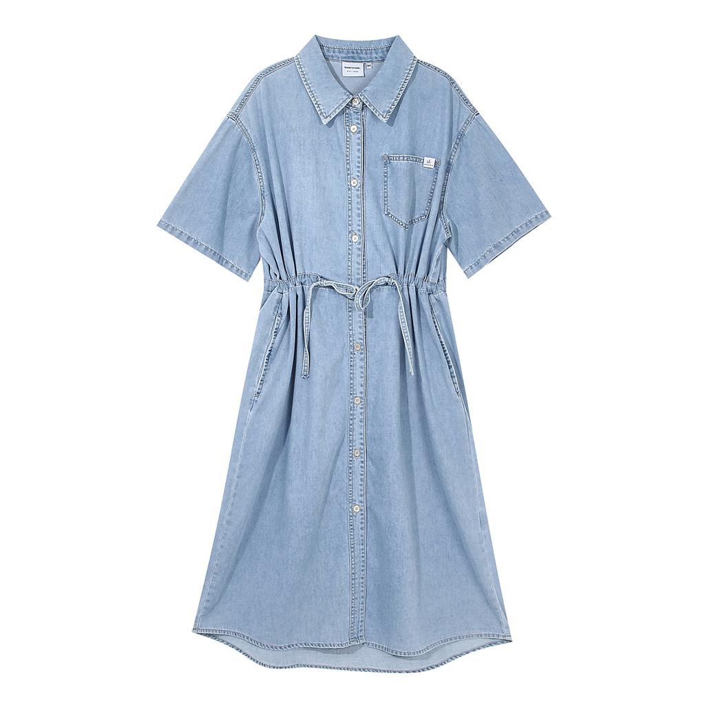 INTERCREW Women'S Fade Wash Shirt Dress L Blue Ita2Ol63Alb