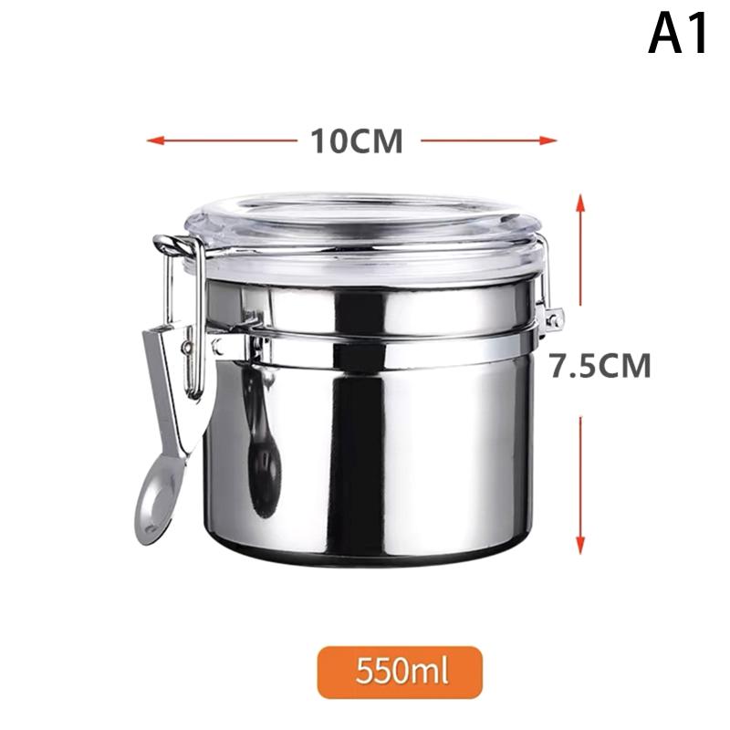 

1*Coffee Beans Vacuum Sealed Jug,Stainless Steel Food Airtight Container For Kitchenware Portable Grain Storage Can For Kitchen