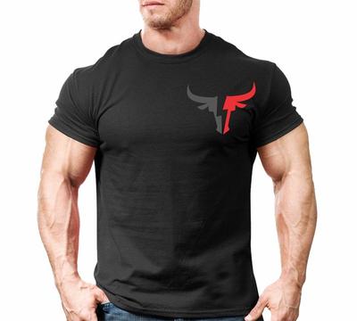 Unisex-Shirt Baumwolle Oversize Große Größe Brahma-Bulle T-Shirt Fitnessstudio Motivation Training MMA Boxen Bodybuilding Tasche