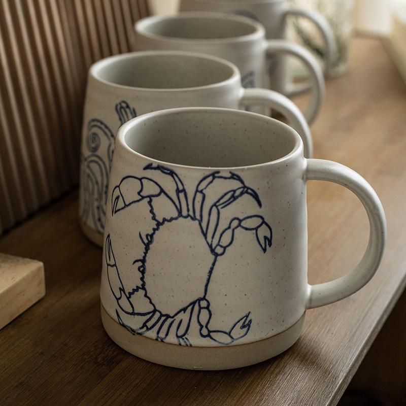Artistic Sense Simple Nordic Ceramic Ins Style Mug, Creative Personality Retro Household Water Cup Coffee Cup
