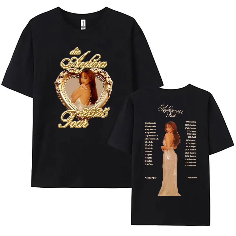 

Die Ayliva Tour 2025 Tshirts Short Sleeve Cotton O-neck T-shirt High Quality Cotton Women Tee-shirt Streetwear Female Camisetas XS