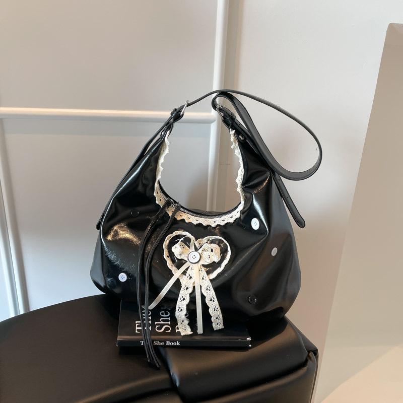 

Niche design retro shoulder bag women s new trendy fashion lightweight dumpling bag large capacity messenger bag чорний