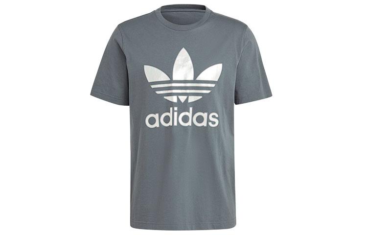 

Adidas Originals Trefoil T Shirts Men s Oxide Blue Crew Neck Moderate Straight Fit GN8272 XS